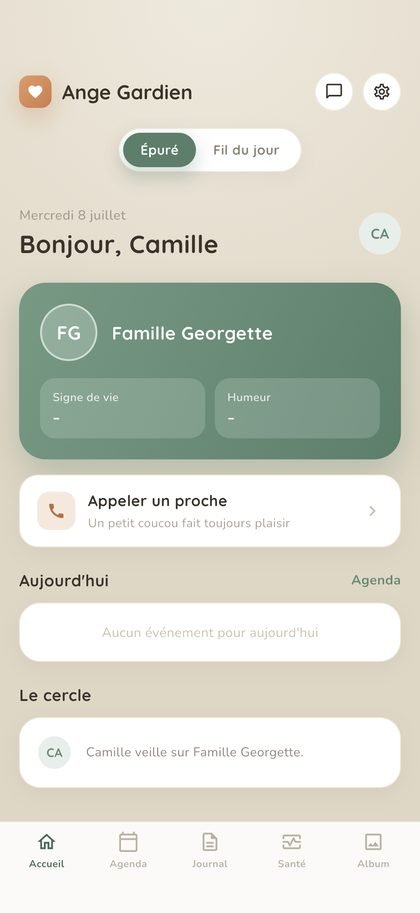 Tableau de bord de l'espace Famille