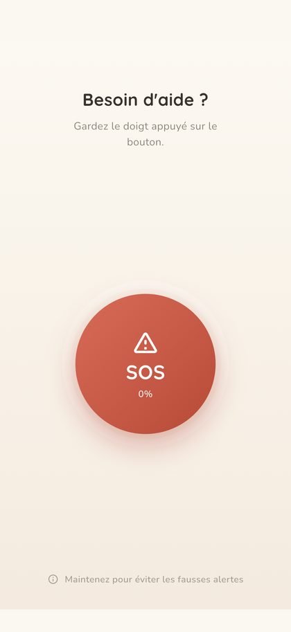 Écran d'appui pour déclencher le SOS