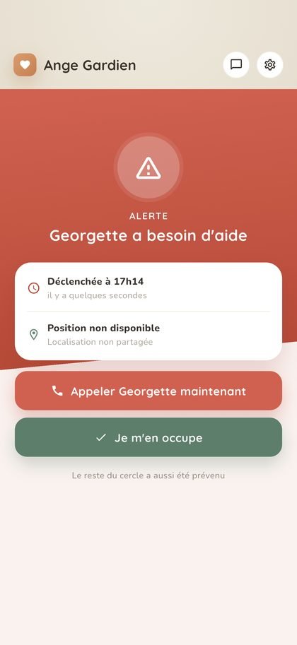 Alerte SOS reçue côté famille